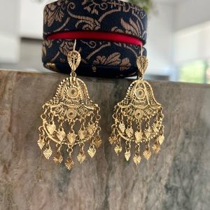 14K Yellow Gold Chandelier Earrings